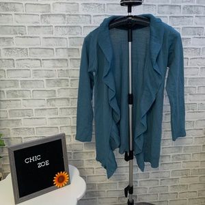 blue ruffle sweater